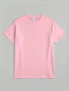 Men's Casual 100% Cotton Soft Crew Neck T-Shirt Daily Wear, High-Quality Plus-Size Pure Cotton Menswear,Mens Cotton T-Shirt, Paris Graphic Design, - 粉色 - 查看 2