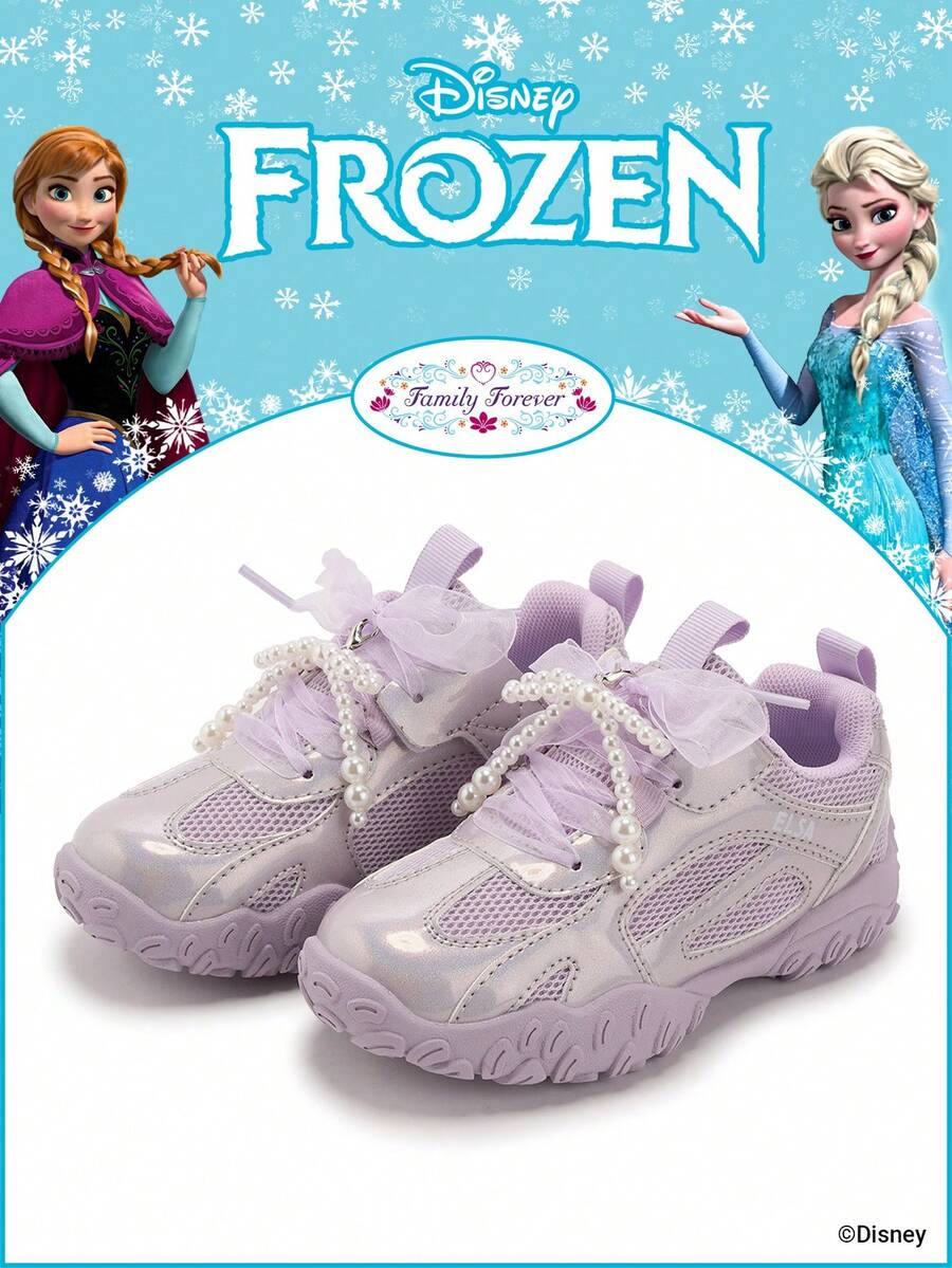 Disney Sản phẩm hợp tác chính thức với Frozen | Một đôi giày thể thao trẻ em, bao gồm giày thể thao công chúa Elsa, giày thể thao công chúa Anna và giày thể thao công chúa Arendelle, phù hợp cho các hoạt động thể thao hàng ngày trong kỳ nghỉ và ngoài trời. Thoải mái, chống trơn trượt, chống mài mòn và thoáng khí cho lòng bàn chân (Giày thể thao trẻ em, giày trẻ em, giày bé gái) - Màu tím - Xem 1
