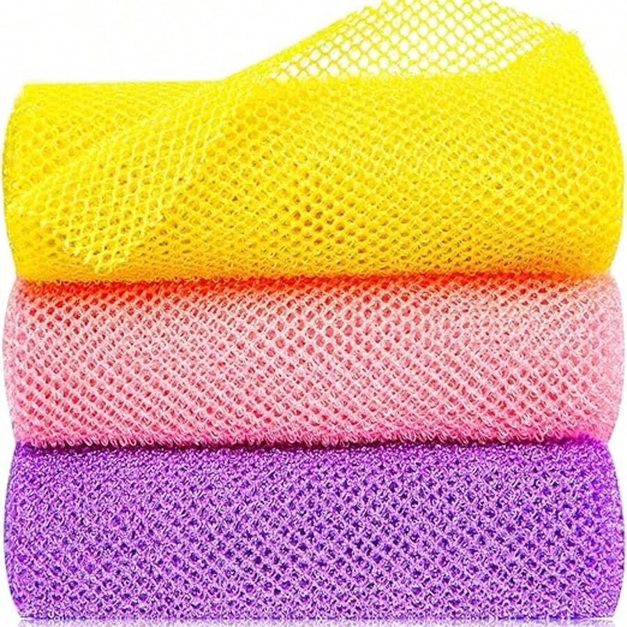 3 Pcs African Exfoliating Net Sponge African Bath Sponge Scrubbing Rag Net African Wash Shower Long Net Body Scrubber - 1_ - View 1