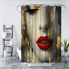 1/4 件套超现实主义抽象浴帘套装,以引人注目的城市艺术设计为特色——都市景观中倒映着一位女性的脸庞、红唇和黑色睫毛,包含 12 个挂钩,采用可水洗涤纶面料,适合现代浴室。 - A - 查看 6