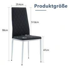 Set Of 4 White Dining Chairs, Diamond Pattern Faux Leather Upholstery, Metal Legs, Modern Style For Kitchen, Living Room, Cafe And Home Office. - Black - View 3