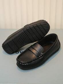 1 Pair New Kids Casual Loafers, Lightweight & Breathable Slip-On Shoes For Boys & Girls - Black - View 3