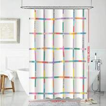 1 pièce Rideau de douche de style printanier avec motif géométrique de lignes, design style peinture moderne, cadeau unique pour la maison et les amis, lavable en machine, utilisable toute l'année, décoration de salle de bain - Multicolore - Voir 5