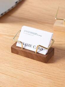 1 pieza Soporte de tarjetas de visita de madera - Elegante caja de almacenamiento de escritorio que sostiene múltiples tarjetas, adecuado para oficina y uso doméstico, accesorio de escritorio de estilo de madera minimalista, aplicable para reuniones de negocios - Multicolor - Ver 3