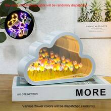 雲朵鬱金香夜燈 DIY 手作鏡面花海氛圍燈 桌面擺飾創意禮物，DIY 手作生日禮物，鈕扣電池，有意義的禮物 - 多色(紙盒裝) - 查看 14