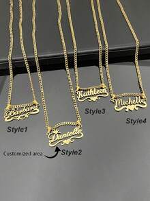 Customized Dainty Nameplate Necklace, Custom Name Stainless Steel Necklace, Personalized Nameplate, Golden Love Gold Name Necklace, 18K Gold Filled Name Necklace, Suitable For Women, Personalized Gift For Friends, School Supplies, For Teacher Gifts, For Dorm Rooms, For Teacher, College Students, Freshman, Sophomore - 彩色 - 查看 11