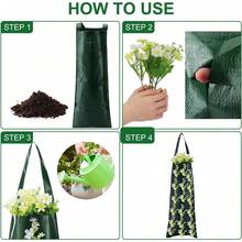 8pcs - Hanging Strawberry Planting Bags, Inverted Tomato Planting Bags, Hanging Strawberry Planting Bags, Outdoor Planting Bags With Handles - Green - View 2