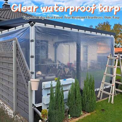 1pc Transparent Waterproof Rain Cover, Rain Cloth, Rain Net, Tear-Resistant Dustproof Waterproof Plastic Film. Suitable For Garden, Balcony, Porch, Plant Stand, Dog House, Camping Greenhouse And Outdoor Camping Sites