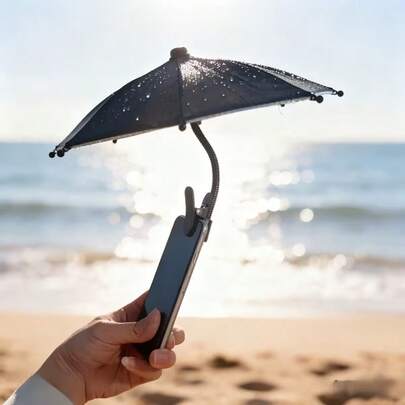 1pc Flexible Phone Sun Shade - A Mini Sun Shade That Can Be Bent, To Block Sunlight And Rain For Your Phone During Outdoor Activities, Prevent Glare And Reflection When Taking Photos, Easy To Use Without Electricity. Outdoor Phone Sun Shade | Phone Stand Sun Shade Clip Umbrella Outdoor Phone Holder Umbrella Rain Sun Shade Anti-Glare Small Umbrella - Adjustable Height, With Clip For Easy Installation Mini Umbrella