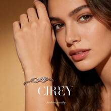 CIREY 1 chiếc vòng tay tình yêu vô cực đính đá tháng 12, vòng tay hình trái tim mạ zirconia, kiểu dáng sang trọng, thích hợp làm quà tặng ngày lễ. - Vàng trắng, đá sinh tháng - Xem 3