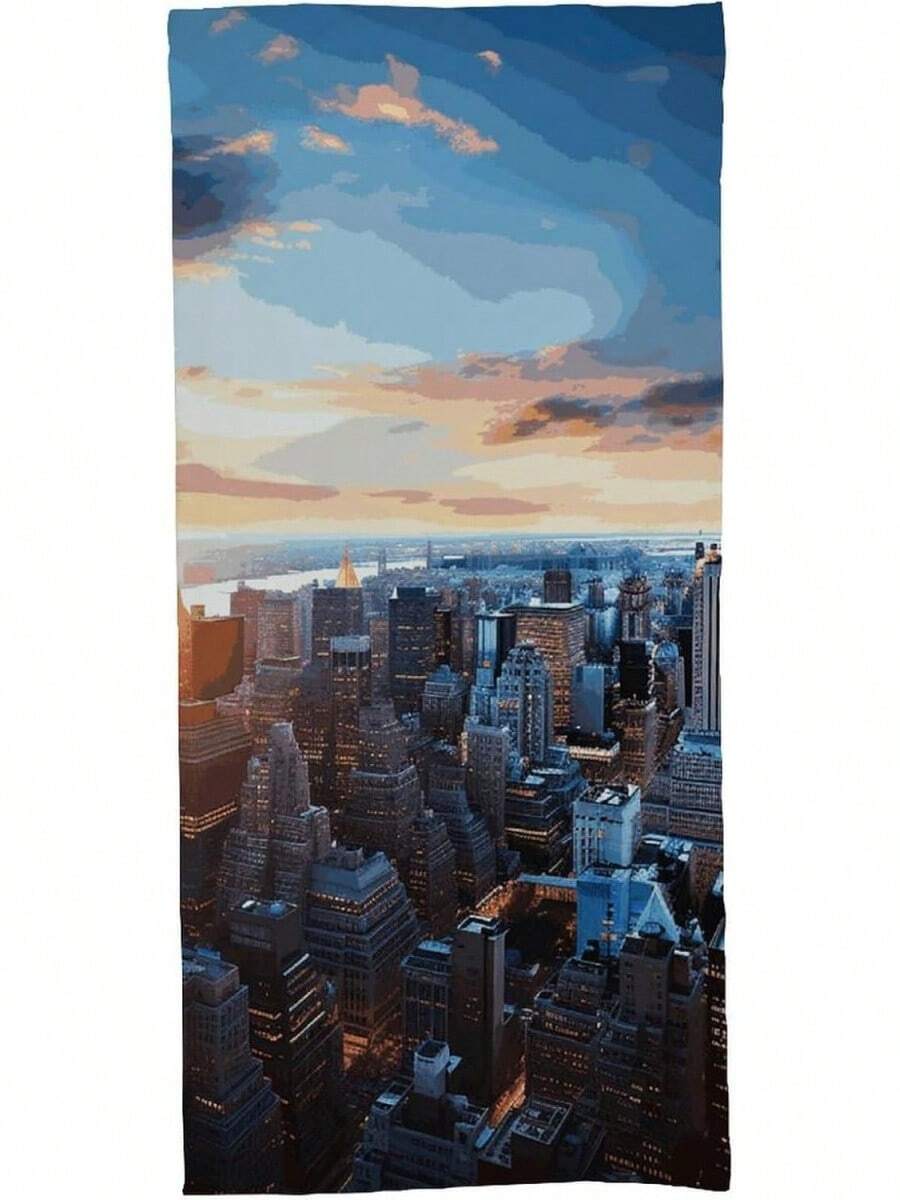 Modern New York City Skyline Beach Towel, Sand Quick Dry Swim Towel, Soft Oversized Travel Essential, Versatile Pool & Gym Accessory