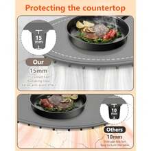 Warming Mat for Food with Adjustable Temperature Timer10S Fast Heating Electric Food Warming Mat for Parties Buffet Daily Food Heating Mat with Insulating Pad Raised Feet Protects Table - Gris - Ver 5