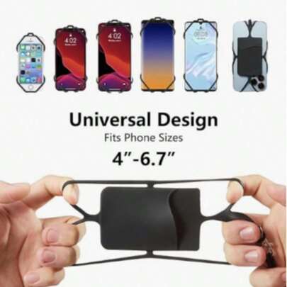Adjustable Neck Strap Phone Holder With Cross Body Strap Design, Card Slot, Universal Silicone Lanyard