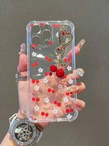 1pc Transparent Solid Color Protective Phone Case With Cute Cherry Pattern And Cherry Pendant Charm, Compatible With IPhone 17/17 Air/17 Pro/17 Pro Max/16/16 Pro/16 Plus/16 Pro Max/15/14/13/12/11/13, 14 Pro Max, 11 - Soft TPU Shock-Absorbing Protective Cover - 1 cái - Xem 4