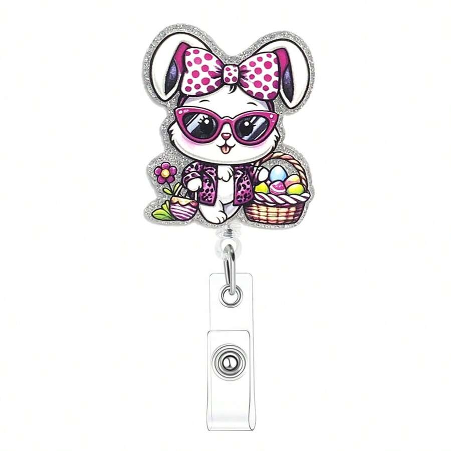 Carrete de insignia de Pascua y primavera/Carrete de insignia de conejo/Carrete de insignia de enfermera, Portador de identificación/Regalo, Carrete de insignia de huevo de Pascua/Carrete de insignia de maestro - C-Multicolor - Ver 1