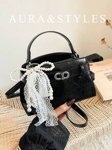 Mini Niche Design Square Bag, New Arrival High-End Commuter Handbag, Fashion Versatile Shoulder Crossbody Bag - Black - View 1