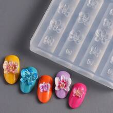 1pc Reusable Silicone Nail Art Mold, High Relief Petal, Orchid, Cherry Blossom Patterns, Nail Gel Stamping Template, Nail Salon Supplies, Spring/Summer Nail Salon Accessories - Clear - View 6