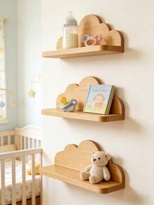 Cloud-Shaped Wooden Children's Storage Rack, Suitable For Storing Various Kids' Items In Living Room, Bedroom And Other Spaces - Multicolor - View 7