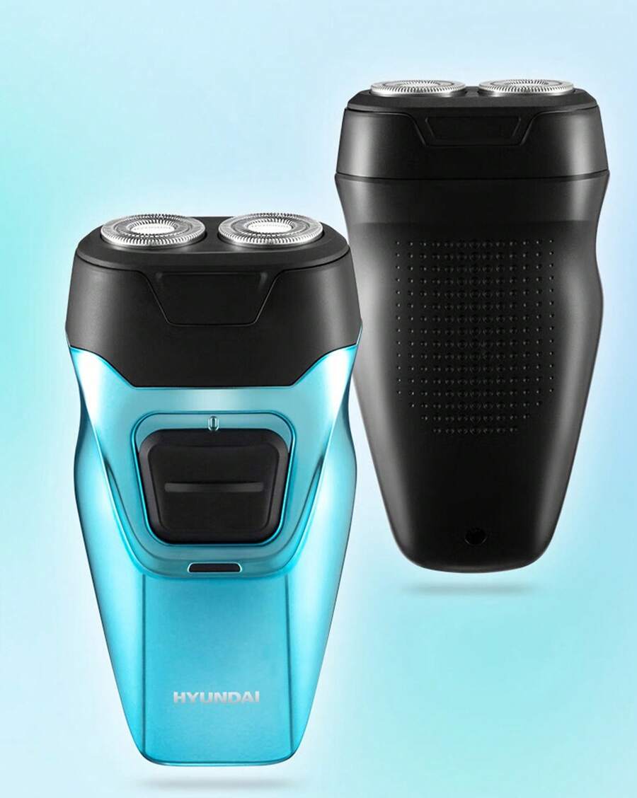 HYUNDAI YS702 雙頭3D浮動刮鬍刀 乾濕兩用刮鬍刀 Type-C充電 600mAh 電池 全身水洗 防水便攜 - 藍色 - 查看 1