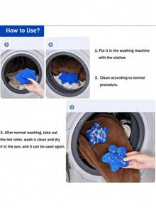 1-6pcs Reusable Pet Hair Remover, Star-Shaped Hair Cleaning Balls, Suitable For Laundry. Can Reduce Clothing Wrinkles And Shorten Drying Time. Washing Machine Filter Cleaner, Collects Fabric Fibers And Pet Hair, Captures Cat/Dog Fur, No Power Needed, For Washer And Dryer - Multicolor - View 3