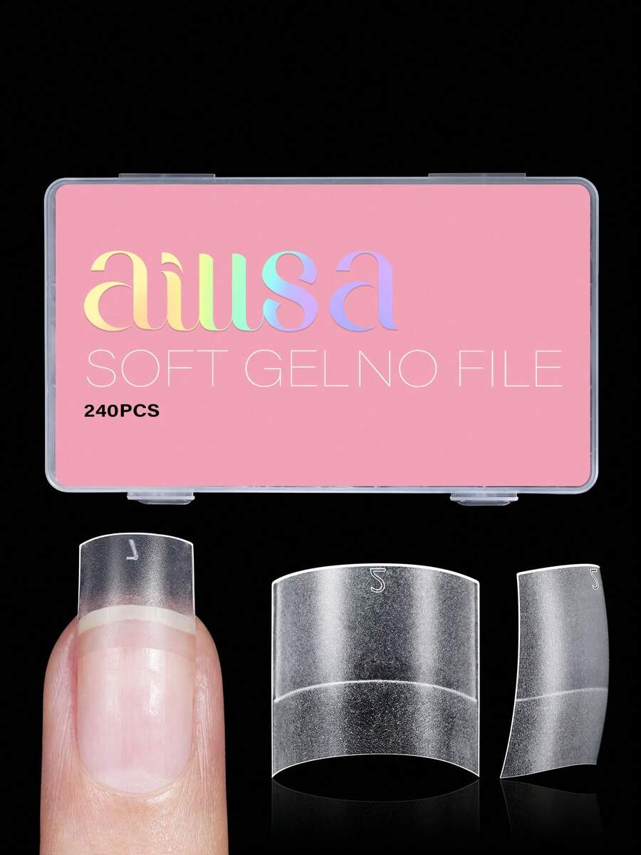 AILLSA 240 móng giả acrylic vuông siêu ngắn, 10 kích cỡ, móng giả acrylic mờ, thích hợp cho các tiệm nail và tự làm móng nghệ thuật hoặc dụng cụ làm móng. - Trong sáng - Xem 1
