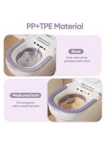 1件装可折叠产后护理坐浴盆，痔疮坐浴盆，马桶坐浴盆，产后护理，老年护理，女性坐浴套装，带冲洗软管、排水孔和加宽座圈 - 粉色 - 查看 10