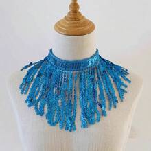 1 chiếc vòng cổ choker tua rua lấp lánh dành cho nữ, phụ kiện vòng cổ đính sequin lấp lánh phù hợp cho múa bụng, lễ hội hóa trang, lễ hội Halloween. - Nhiều màu - Xem 5