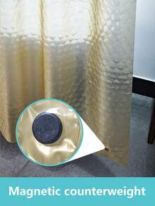 1 pieza Cortina de ducha de moda con patrón de hielo agrietado de EVA, resistente al agua, sin olor químico, forro transparente dorado, sin ganchos - Dorado - Ver 8
