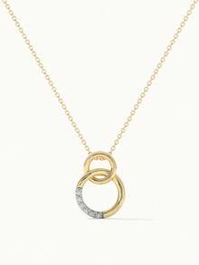 女士奢华优雅S925纯银双环相连立方氧化锆吊坠项链 - Zircon Necklaces - 查看 2
