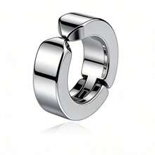 男士耳夹耳环，个性朋克耳环，钛钢耳骨夹耳环（无需耳洞） - 銀色 - 查看 2