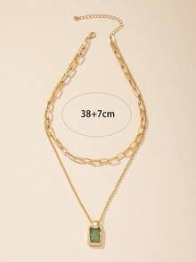 A Geometric Charm Layered Necklace Paired With A Modern And Minimalist Geometric Pendant, Designed With A Multi-Layered Stacking Structure To Create A Fashionable Layered Wearing Effect. Made Of Smooth And Durable Materials, Finely Polished, Comfortable To Wear, And Not Easily Faded. Suitable For Daily Commuting, Leisure Outings, Dates, Gatherings, And Holiday Occasions. Easily Match Sweaters, T-Shirts, Shirts, Dresses, And Various Fashionable Clothing To Enhance Personal Temperament. A Fashionable And Versatile Women's Jewelry That Is The Perfect Gift For Birthdays And Holidays To Give To Friends, Classmates, And Relatives. - 粉色 - 查看 3