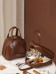 1 túi đựng mỹ phẩm vỏ PU, túi đựng đồ vệ sinh cá nhân chống thấm nước dung tích lớn, túi xách tay - Nhiều màu - Xem 7