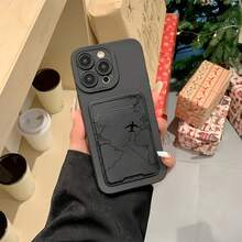 Ốp điện thoại chống sốc in hình bản đồ đường bay thời trang, phủ UV, có ngăn đựng thẻ, tương thích với iPhone 17, 16, 15, 14, 13 và S26, S25, S24. - màu đen - Xem 5