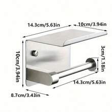 不锈钢拉丝卫生纸架，带壁挂支架 - 耐用长方形浴室纸巾盒，适用于酒店和家庭 - 銀色 - 查看 8