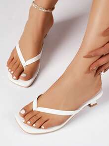 planare 新款时尚夏季简约一脚蹬猫跟白色/黑色凉鞋，适合日常通勤、约会、度假等场合穿着 - 白色 - 查看 5