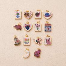1pc Elegant Fashion Cartoon Animal Series Pig, Goose, Snail, Horse, Kitten DIY Delicate Pendant, 18K Gold Stainless Steel Material, DIY Jewelry Accessory, Necklace Accessory, Bracelet Accessory, Earring Accessory, Keychain Accessory, Bag Accessory, Charming Women Jewelry Accessory, Wallet Accessory, Small Pendant, Gift - Multicolor - View 6