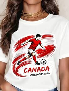 Canada World Cup 2026 Soccer Player Graphic T Shirt White Sport Inspired Design For Casual Wear And Fan Events - 白色 - 查看 1