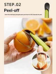 1pc Multifunctional Folding Stainless Steel Orange Peeler, For Peeling Oranges, Dragonfruit, Tangerines, Pomegranates - Multicolor - View 1