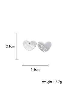 1 đôi bông tai hình trái tim thiết kế độc đáo, thời trang, dành cho nữ, kiểu dáng giản dị, hàng ngày, thích hợp đi làm, phong cách Hàn Quốc đơn giản nhưng sang trọng, quà tặng dự tiệc và tụ họp. - Bạc - Xem 9