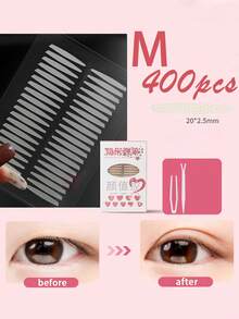Miếng dán tạo mí mắt vô hình 400 miếng, băng dán mắt dạng lưới thoáng khí, miếng dán nâng mí mắt lâu trôi, chống thấm nước cho mắt sụp mí, dụng cụ trang điểm tạo vẻ ngoài tự nhiên, vô hình. - Nhiều màu - Xem 5