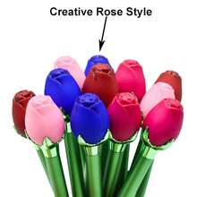 PCS Colorful Rose Flower Ballpoint Pen Novelty Floral Pens Retractable Metal Pen 4 Colors Black Ink For Schoolsss Home Office Wedding Birthday - 黑色,藍色,紅色,粉紅色 - 查看 4