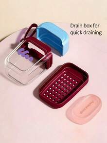 1 hộp đựng xà phòng du lịch xách tay có lớp thoát nước thoáng khí - Hộp đựng đồ dùng vệ sinh cá nhân nhỏ gọn, bằng nhựa, màu sắc nhẹ nhàng (Tím, Hồng, Xanh dương, Vàng, Xanh lá cây, Trắng), đựng đồ trong phòng tắm, sắp xếp thời trang, nắp đậy kín, thiết kế tiện lợi khi đi du lịch, phong cách tối giản, bảo quản hợp vệ sinh, vật dụng cần thiết cho người đam mê thể dục. - Nhiều màu - Xem 2