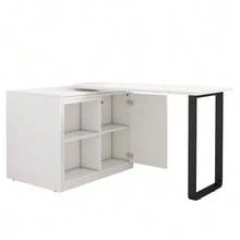 This 2-In-1 Desk And Fold-Down Bed Features A Metal Bed Frame And Legs, A 4 Cm Thick Mattress, Casters, A Single Cabinet With Two Storage Compartments, And Is White. - White - View 9