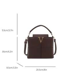 女士手提包，时尚拼接托特包，多功能通勤单肩包 - 咖啡 - 查看 4