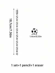 5/10支装足球主题铅笔和橡皮擦套装，配有运动主题橡皮擦，趣味木质铅笔套装，学习文具，返校必备，是足球主题生日派对的完美礼物 - 套裝 - 查看 11