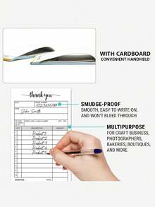 2-Ply White & Yellow Carbonless Receipt Book, Small Business Invoice Pad, Order Receipt Book, Commercial Invoice Book, School Supplies, Back To School Season - Multicolor - View 8