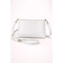 Women's Small Crossbody Zipper Bag With Modern Chain - White - View 1