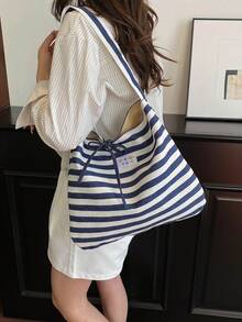 Túi xách đi biển cỡ lớn dành cho nữ, chống thấm nước, có khóa kéo, chống nước và cát, thích hợp cho hồ bơi, túi xách cỡ lớn (Mẫu ngẫu nhiên) - Xanh và trắng - Xem 6