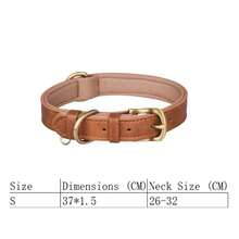 1pc Adjustable Brown PU Leather Dog Collar With Soft Microfiber Padding, Suitable For Small And Medium Dogs - Multicolor - View 9