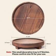 DEBETOOL Round Wooden Decorative Tray - Rustic Wood Soap Tray For Kitchen And Bathroom Counter Organizer, Farmhouse Kitchen Decor Wooden Riser For Soap Dish, Perfume, Candle, Potted - White - 查看 2
